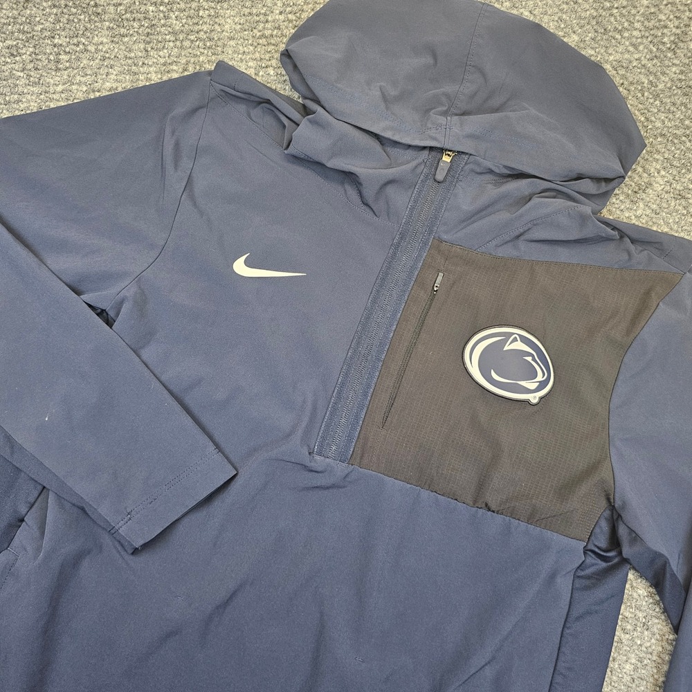 Nike Penn State Nittany Lions Navy Blue Quarter Zip Hooded Windbreaker Mens M